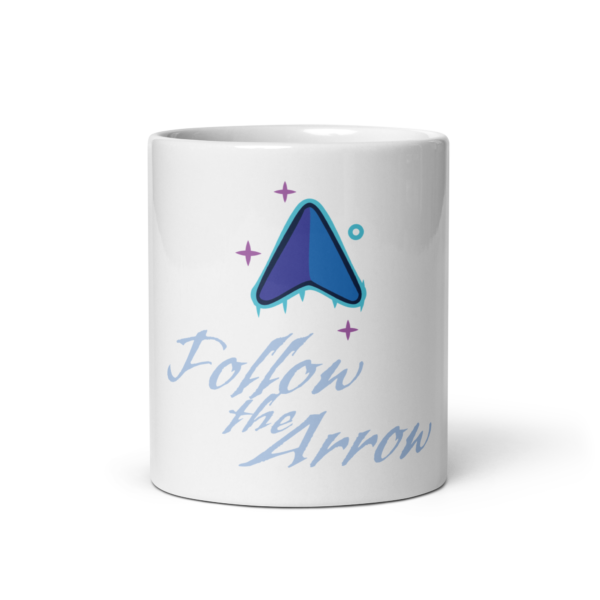 Follow the Arrow White glossy mug